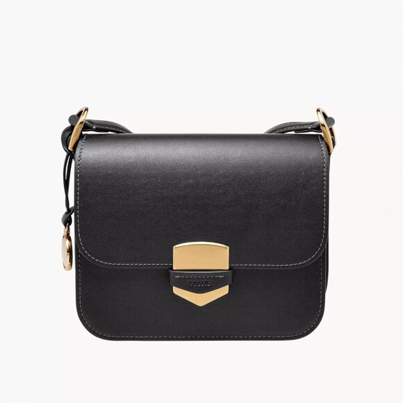 Fossil Lennox Black Leather Crossbody Bag – Gold Hardware, Sleek & Structured - Picture 13 of 13
